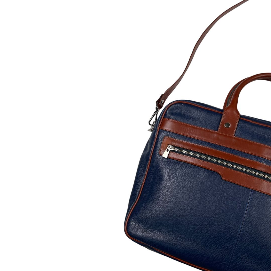 BRIGANTI  Maletin  Azul  Medida 43cm  X 32cm