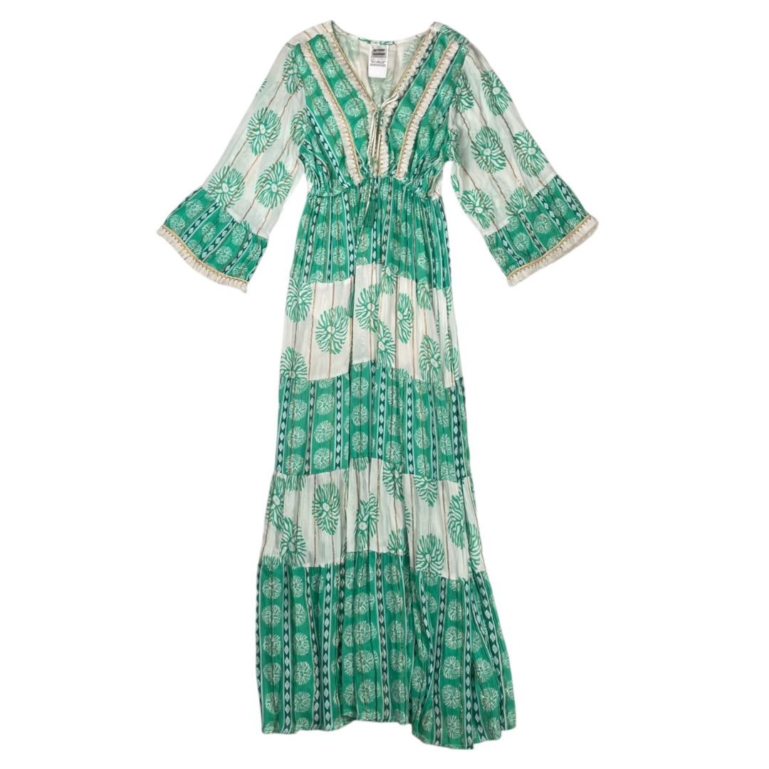 SIN MARCA Vestido Verde Y Blanco Talle S