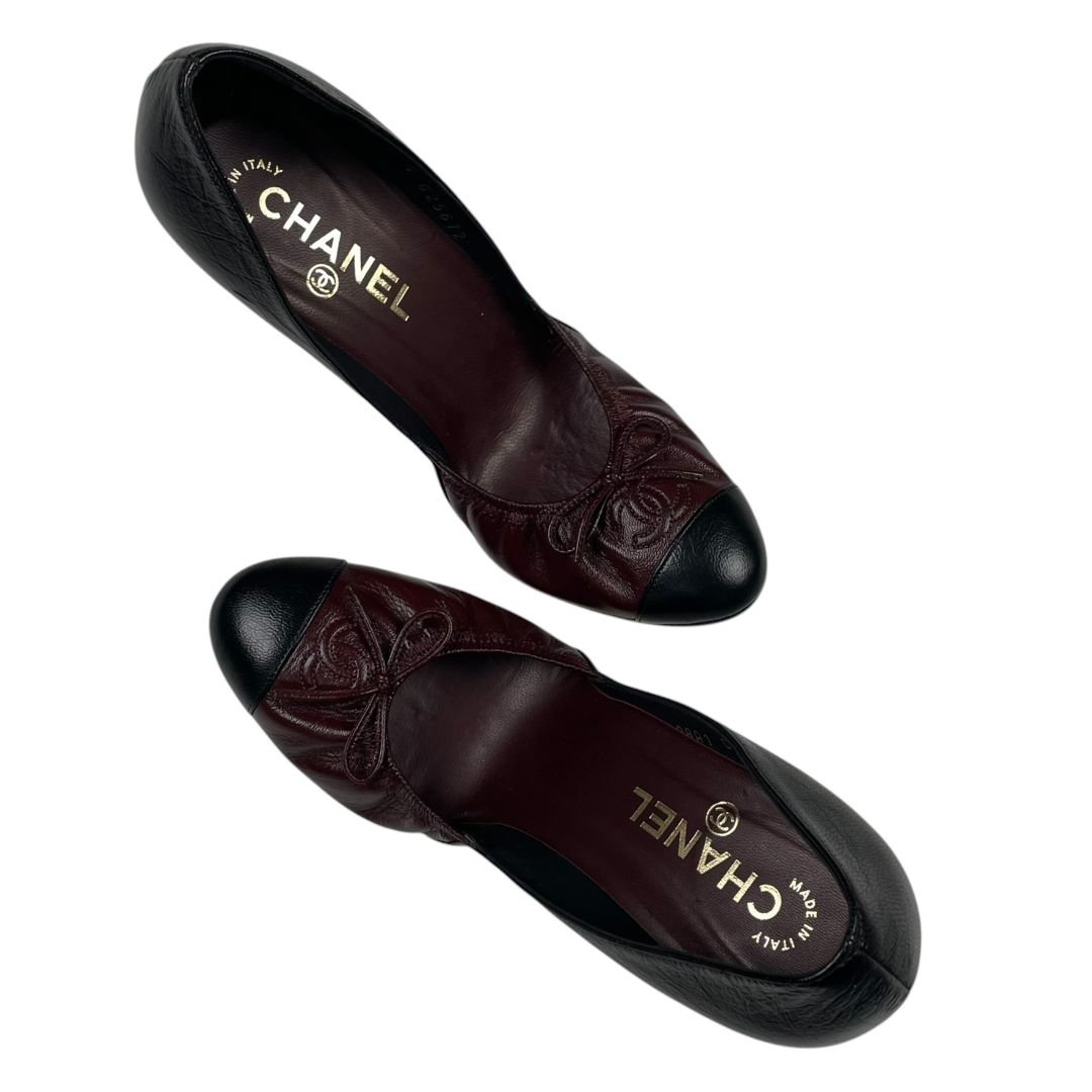 CHANEL Zapatos Negro Y Bordeaux Talle 37