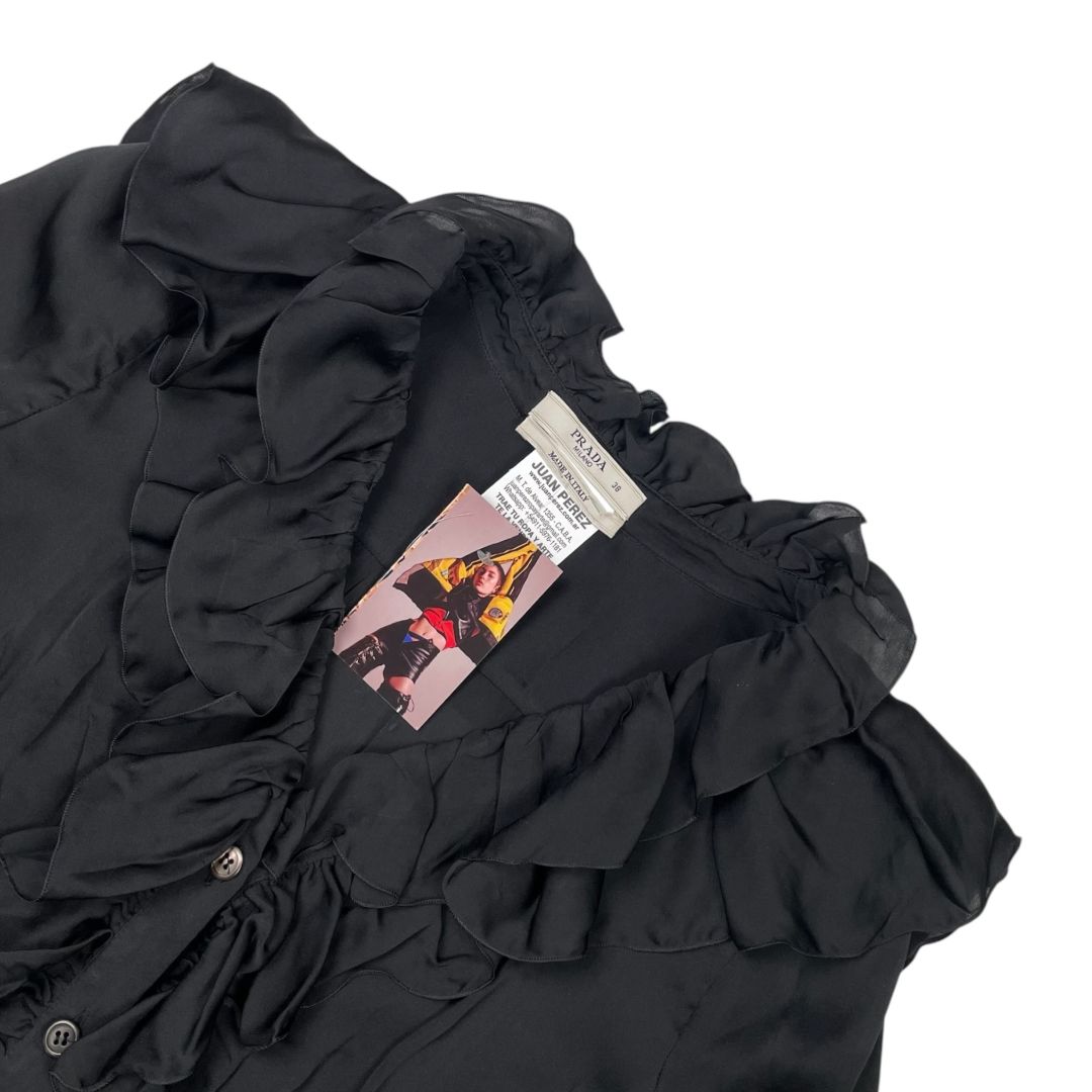 PRADA Blusa Manga Corta Negro Talle 38