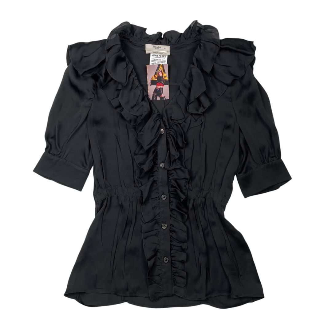 PRADA Blusa Manga Corta Negro Talle 38