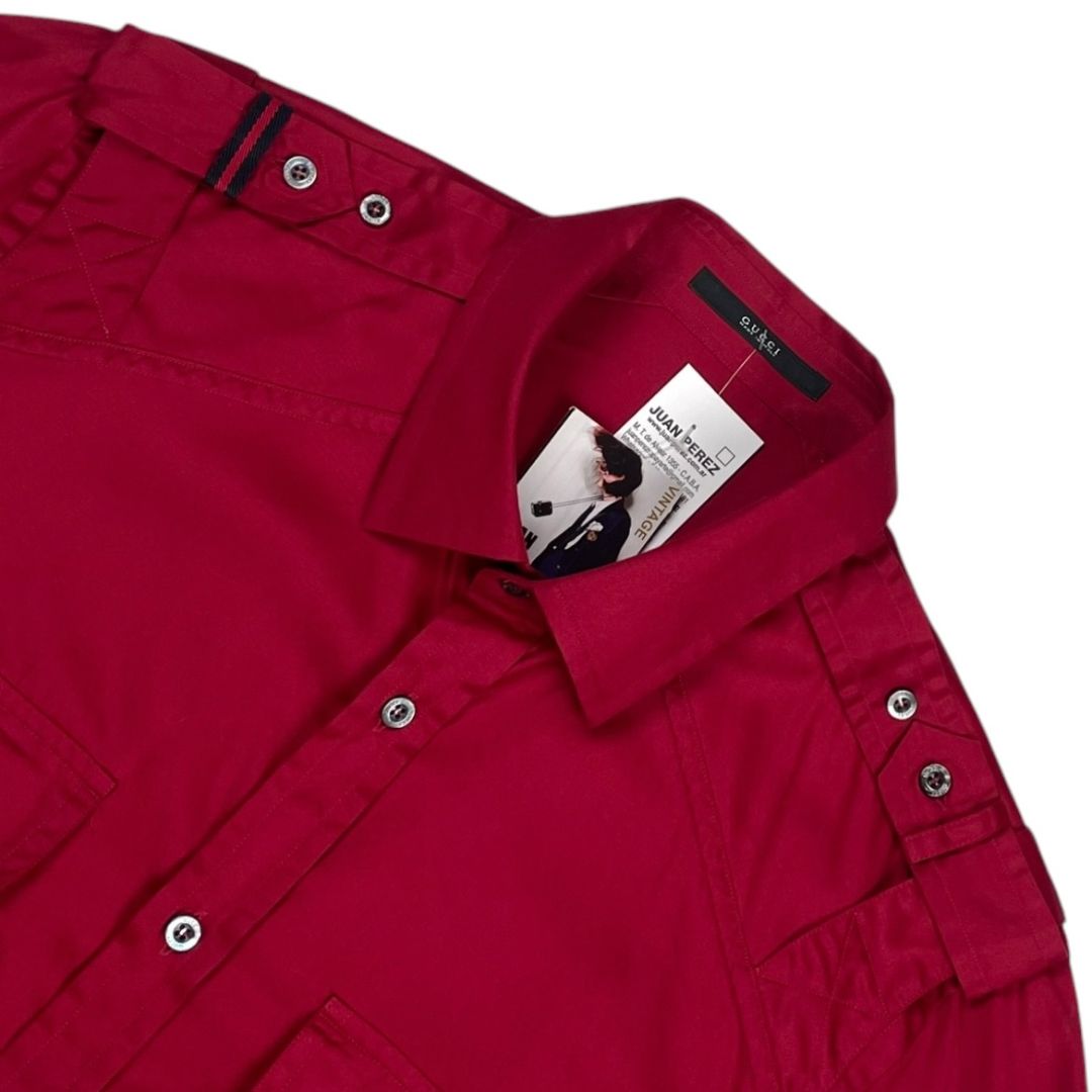 GUCCI Camisa Manga Larga Bordeaux Talle 43
