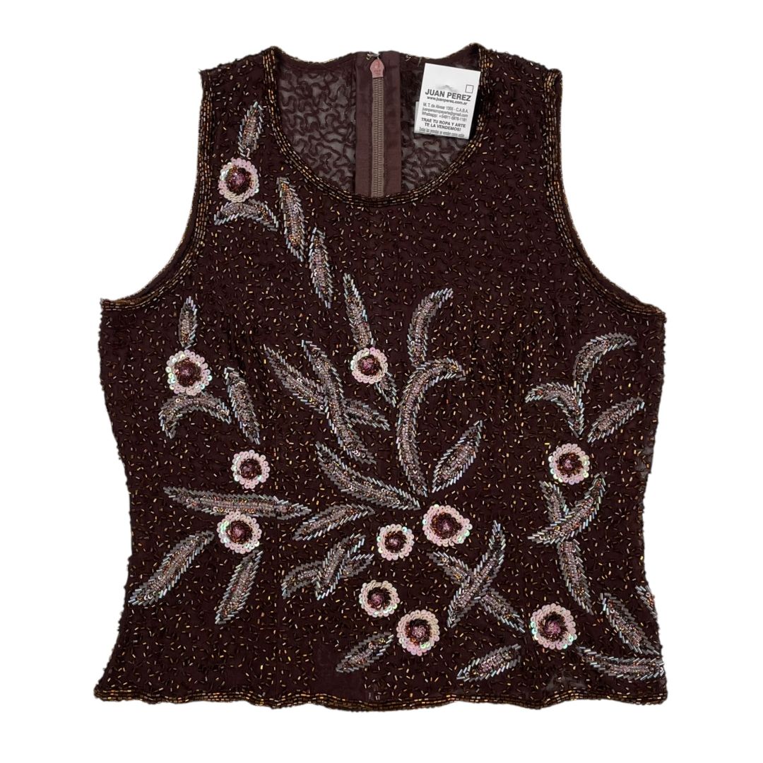 SIN MARCA Top Sin Mangas Marron Talle S