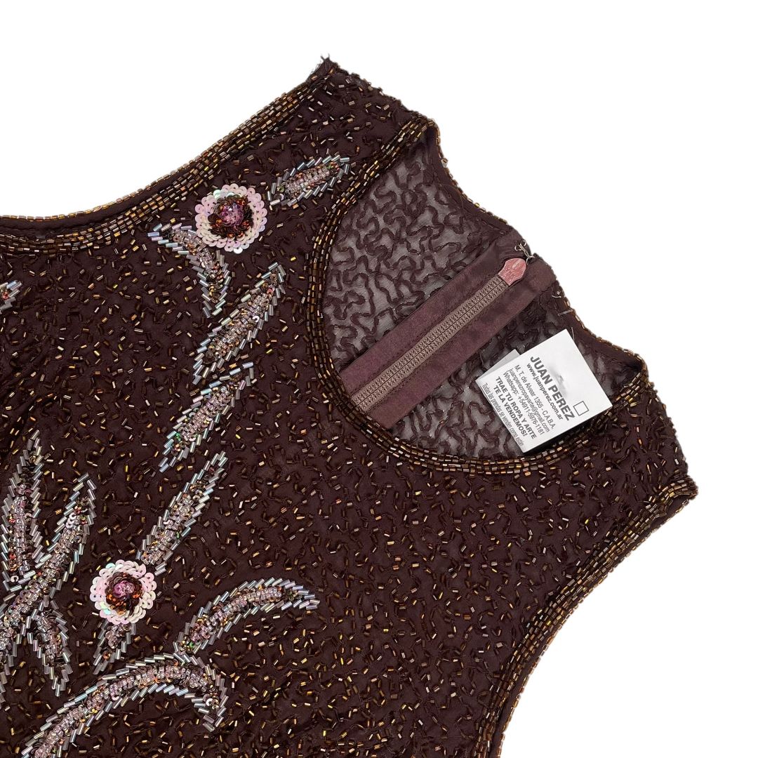 SIN MARCA Top Sin Mangas Marron Talle S