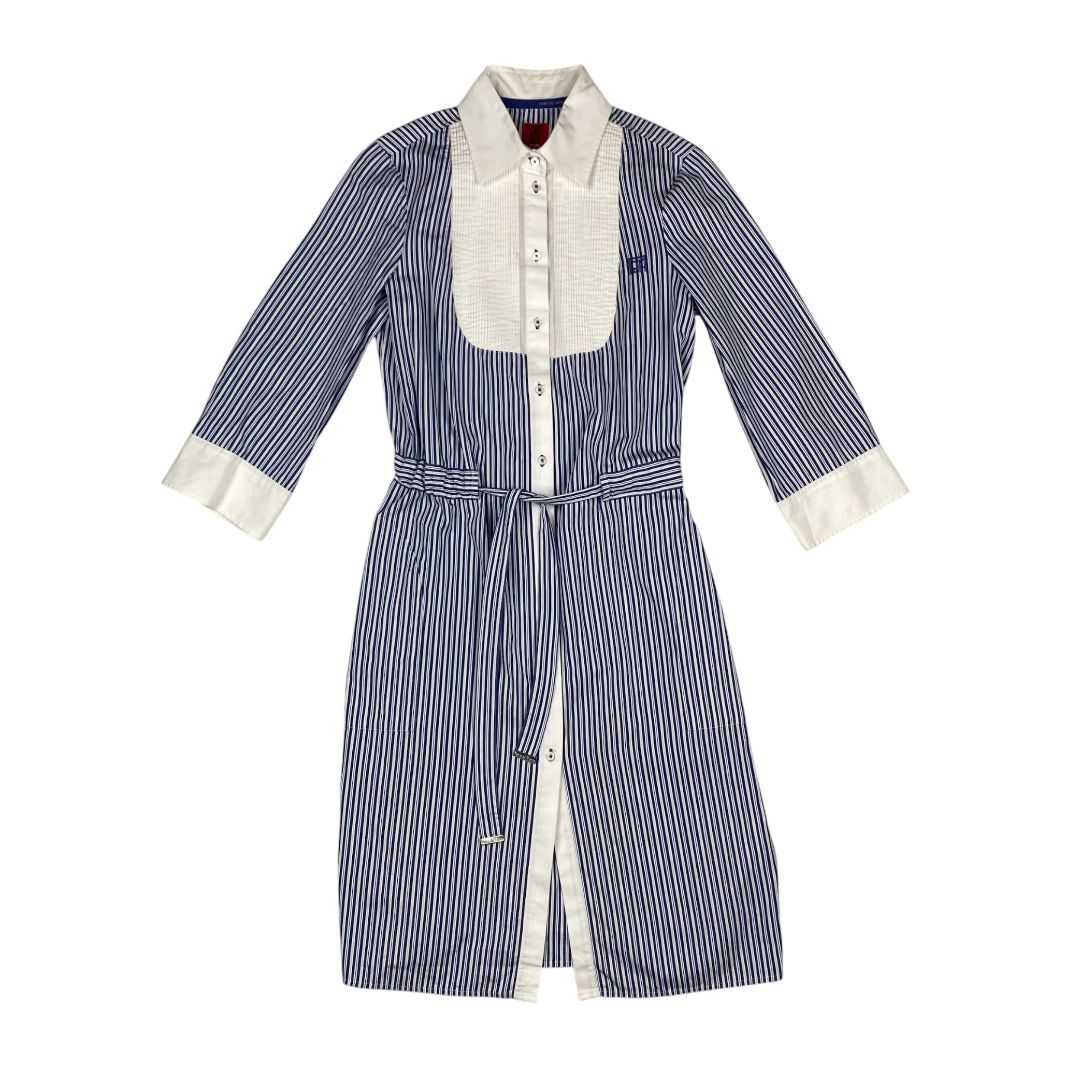 PEDRO DEL HIERRO Vestido Manga Larga Varios Rayado Talle 38