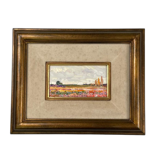 HERIBERTO MONTOYA ORTIZ Arte sin Vidrio Estilo Paisajismo Obra 9cm X 17cm Marco 32cm X 40cm