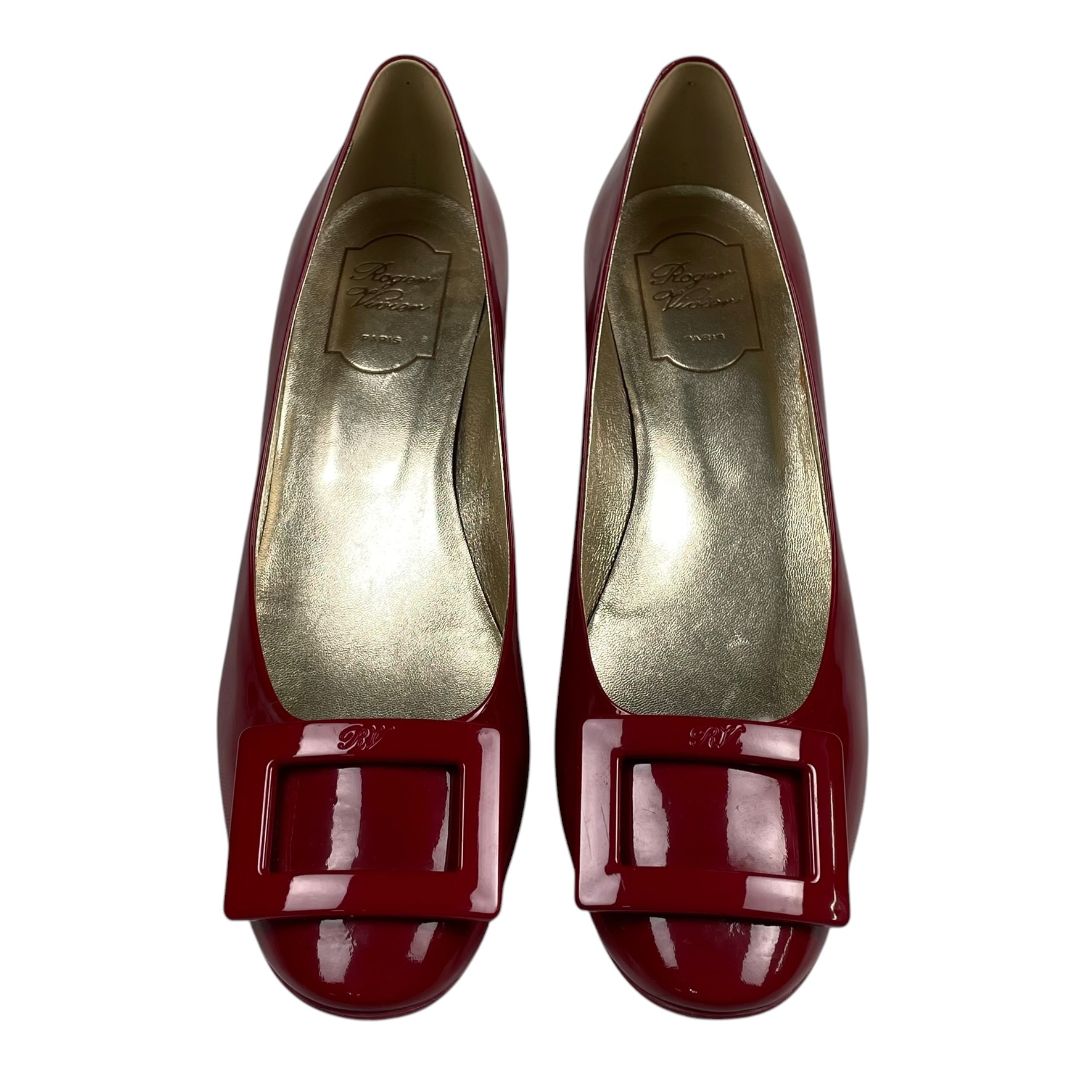 ROGER VIVIER Taco Bajo Bordeaux Talle 40