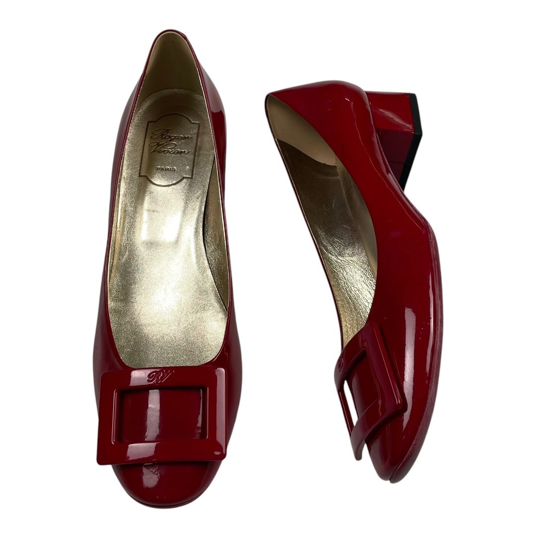 ROGER VIVIER Taco Bajo Bordeaux Talle 40