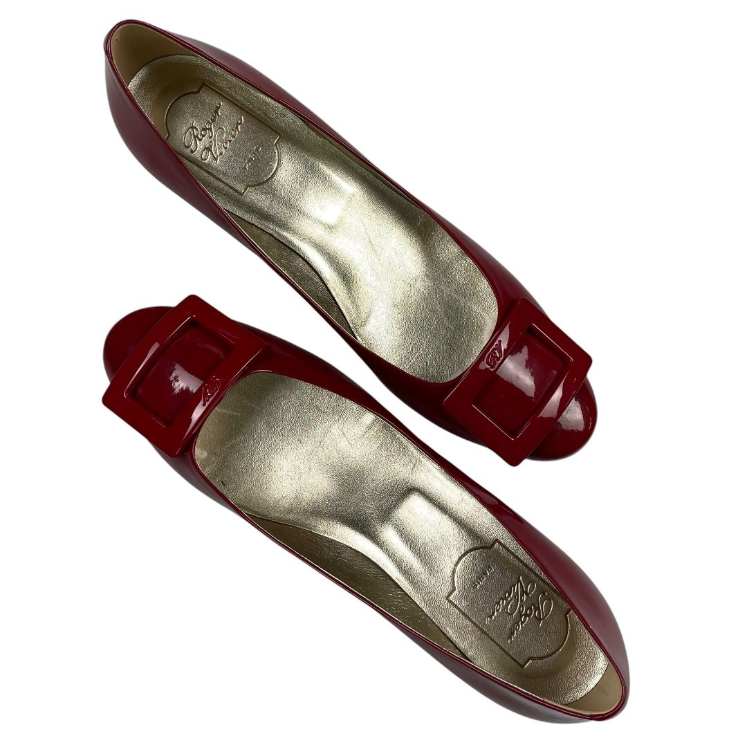 ROGER VIVIER Taco Bajo Bordeaux Talle 40