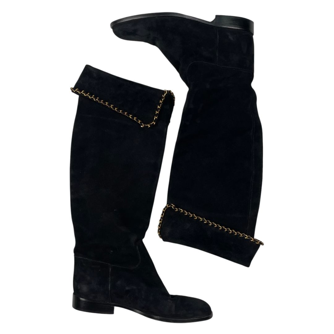 CHANEL Bota Larga Negro Talle 37