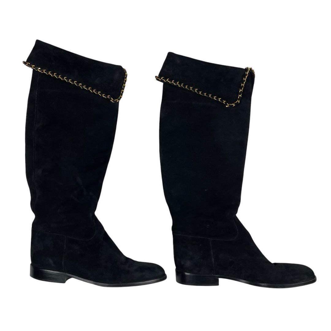 CHANEL Bota Larga Negro Talle 37