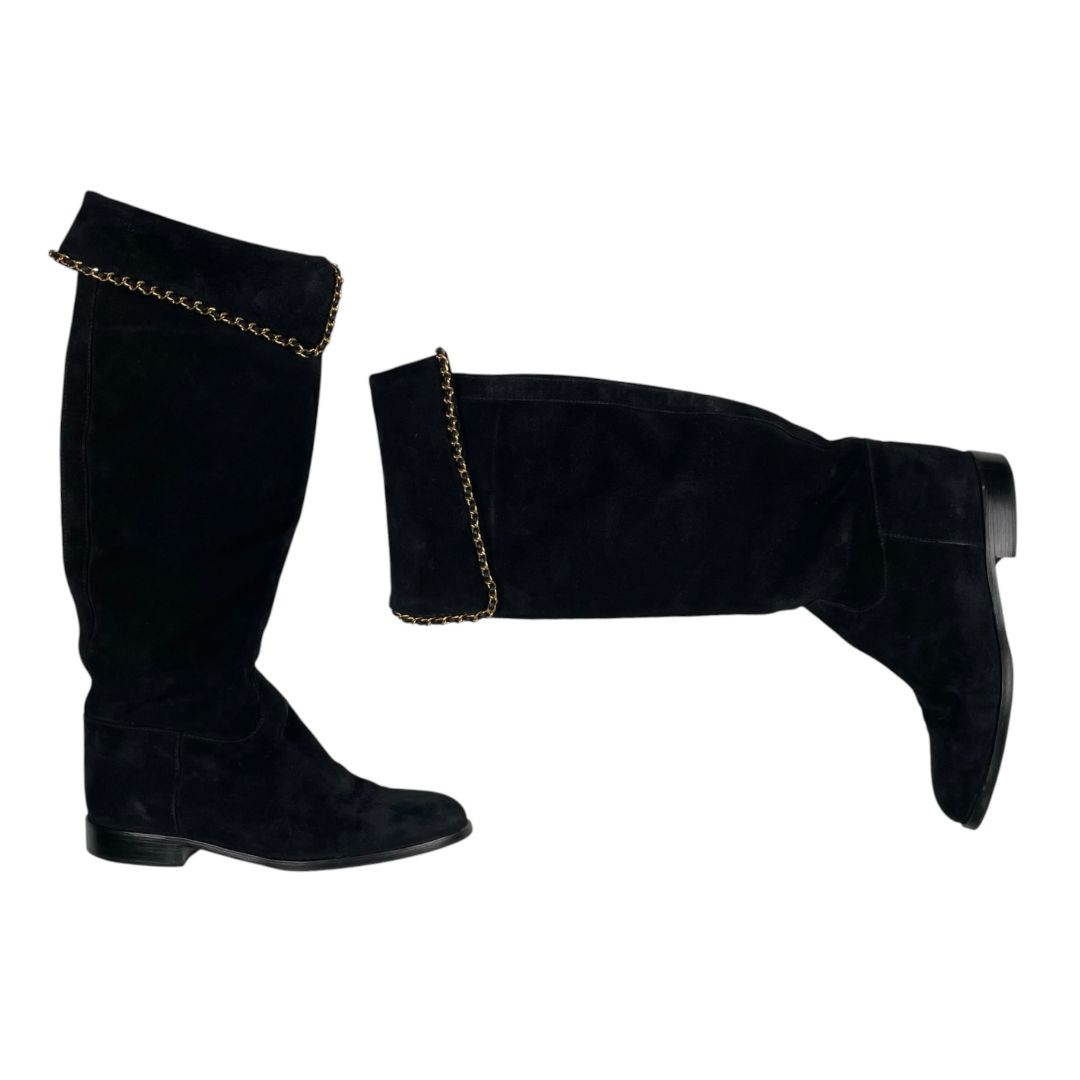 CHANEL Bota Larga Negro Talle 37
