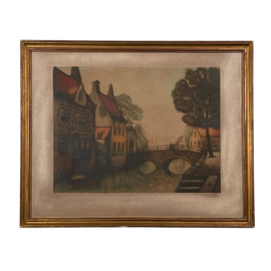 ALFRED VAN NESTE Arte con Vidrio Estilo Paisajismo 66CM X 78CM