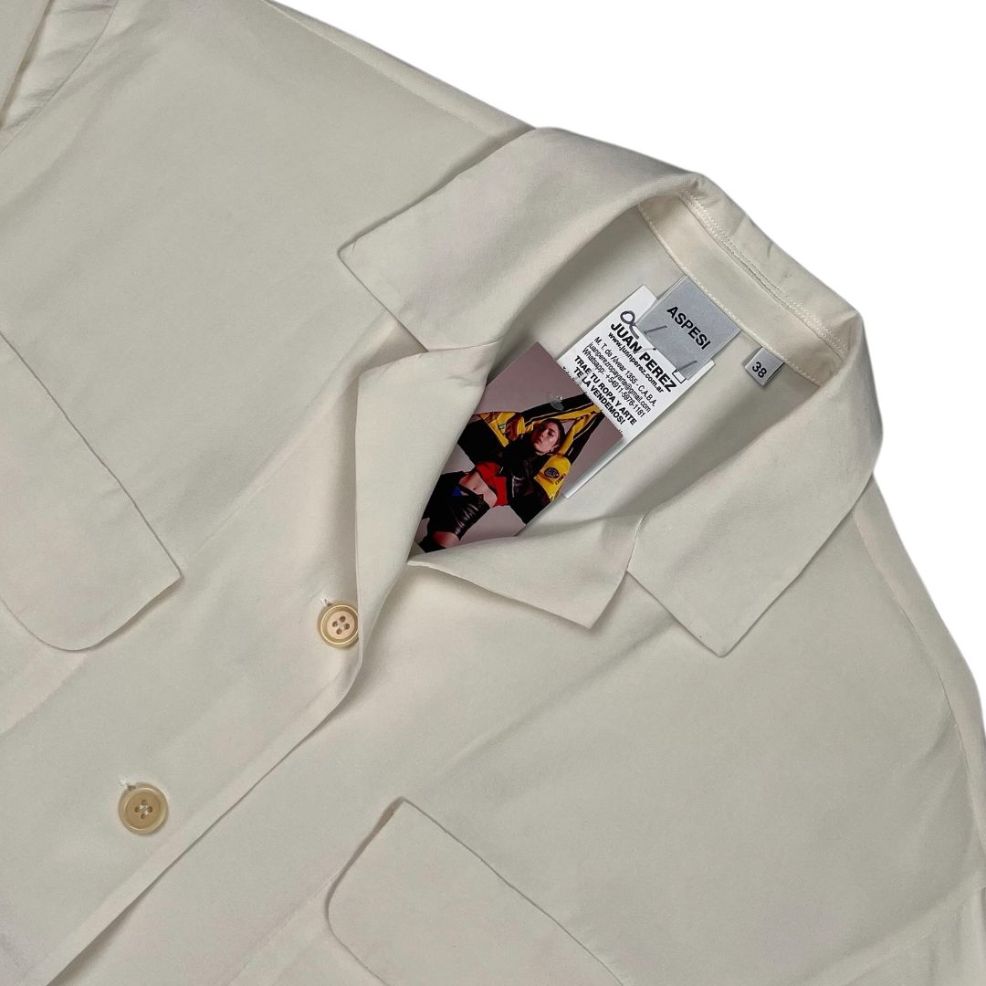 ASPESI Camisa Manga Corta Beige Talle 38