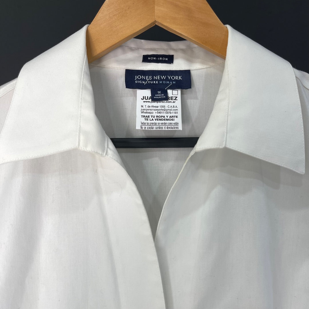 JONES NEW YORK Camisa Manga Corta Blanco Talle XL