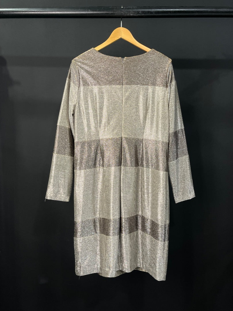 RALPH LAUREN  Vestido Manga Larga  Peltre  Talle 18