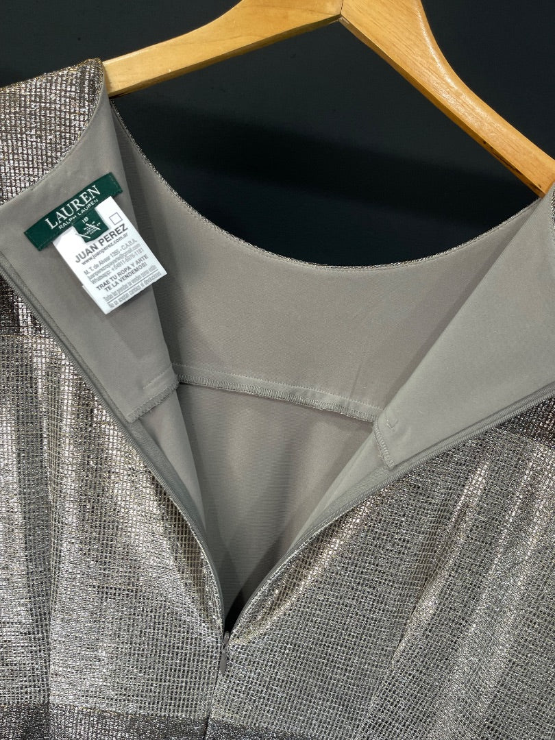 RALPH LAUREN  Vestido Manga Larga  Peltre  Talle 18