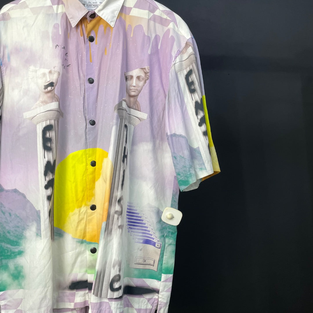 BERSHKA  Camisa Manga Corta  Varios  Estampado  Talle L