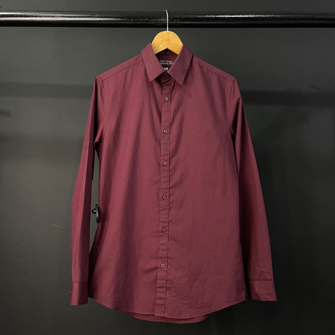 H&M Camisa Manga Larga Bordeaux Talle S