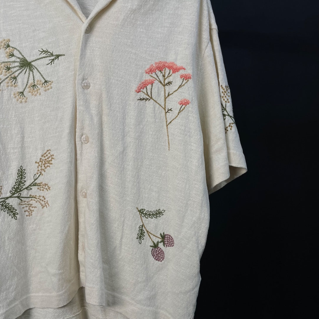 ZARA Camisa Manga Corta Beige Talle M