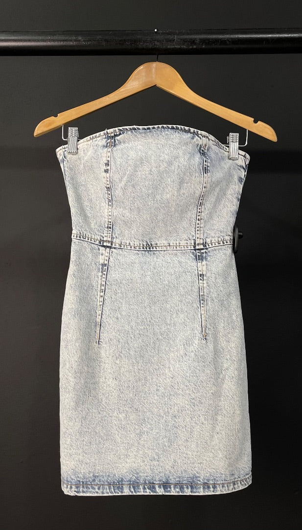 ZARA Vestido Strapless Varios Nevado Talle S
