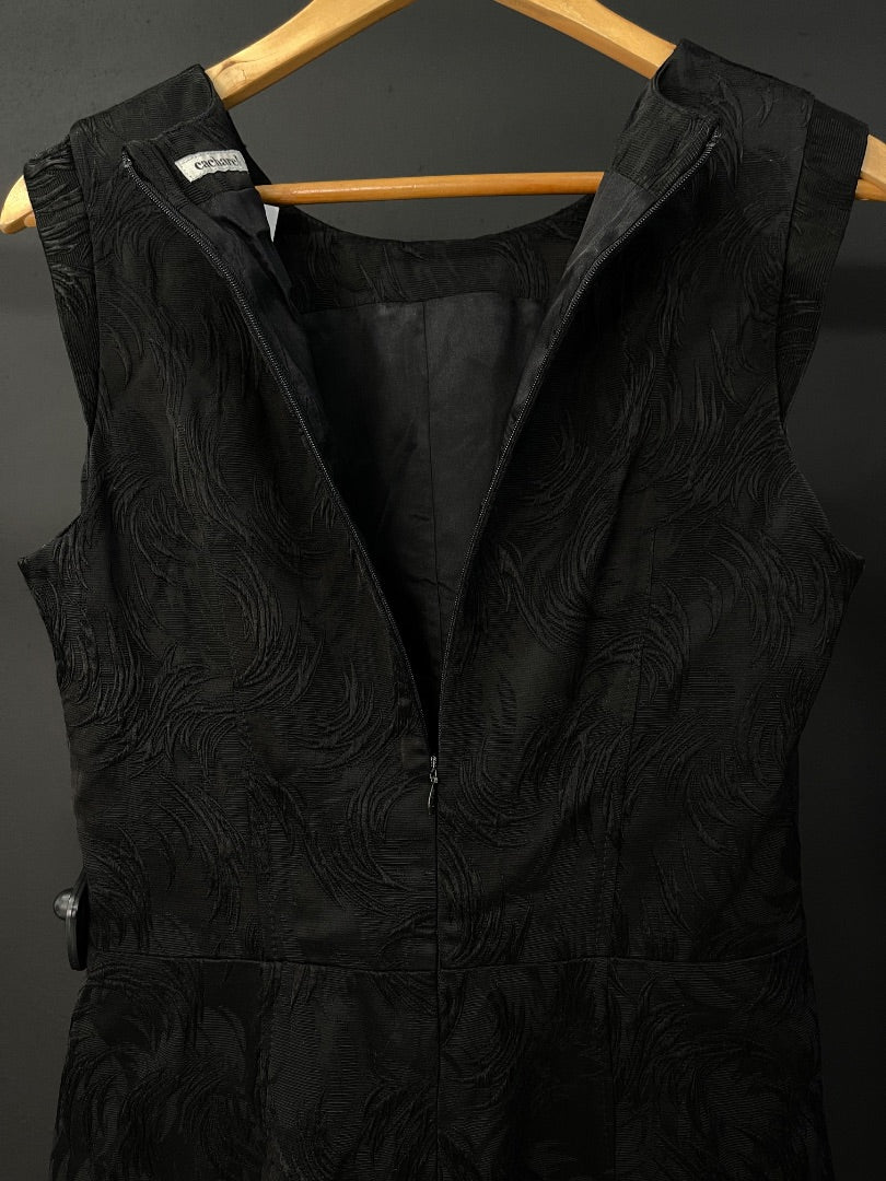 CACHAREL Vestido Sin Manga Negro Talle 38
