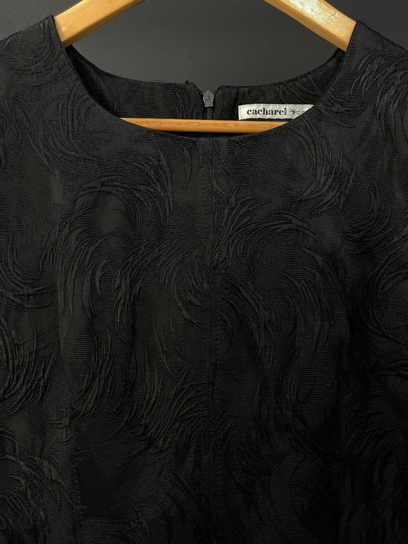 CACHAREL Vestido Sin Manga Negro Talle 38