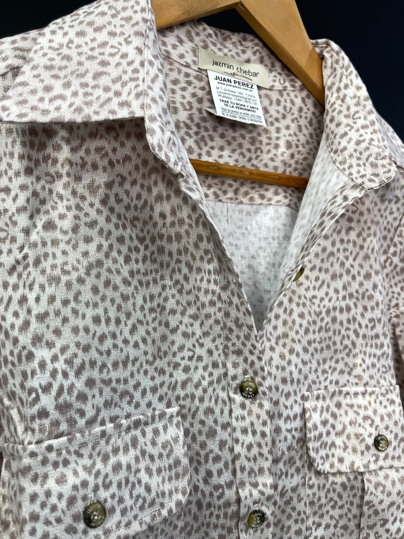 JAZMIN CHEBAR Vestido Manga Larga Varios Animal Print Talle 42