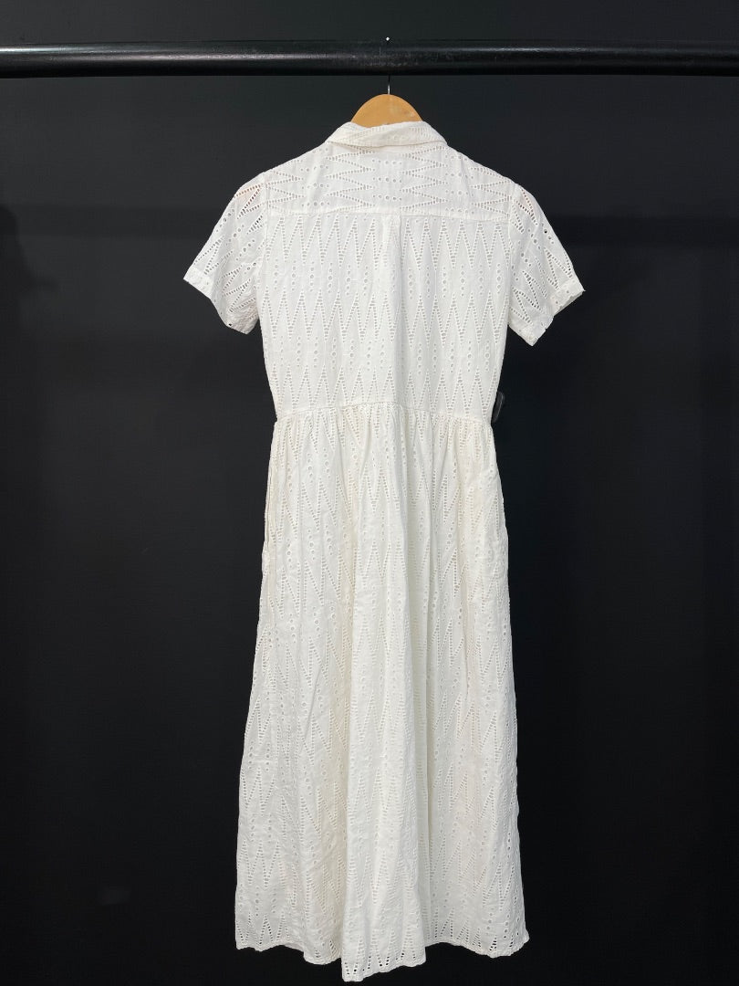 MANGO Vestido Manga Corta Blanco Talle S