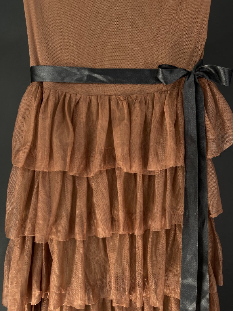 ZARA Vestido Strapless Marron Talle M
