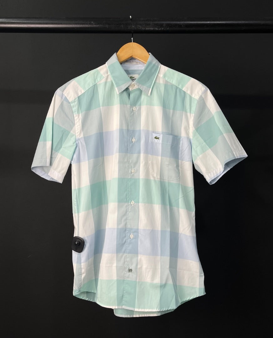 LACOSTE  Camisa Manga Corta  Color Varios Cuadros Verde  Talle 38