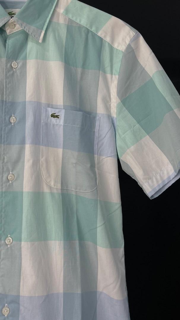 LACOSTE  Camisa Manga Corta  Color Varios Cuadros Verde  Talle 38