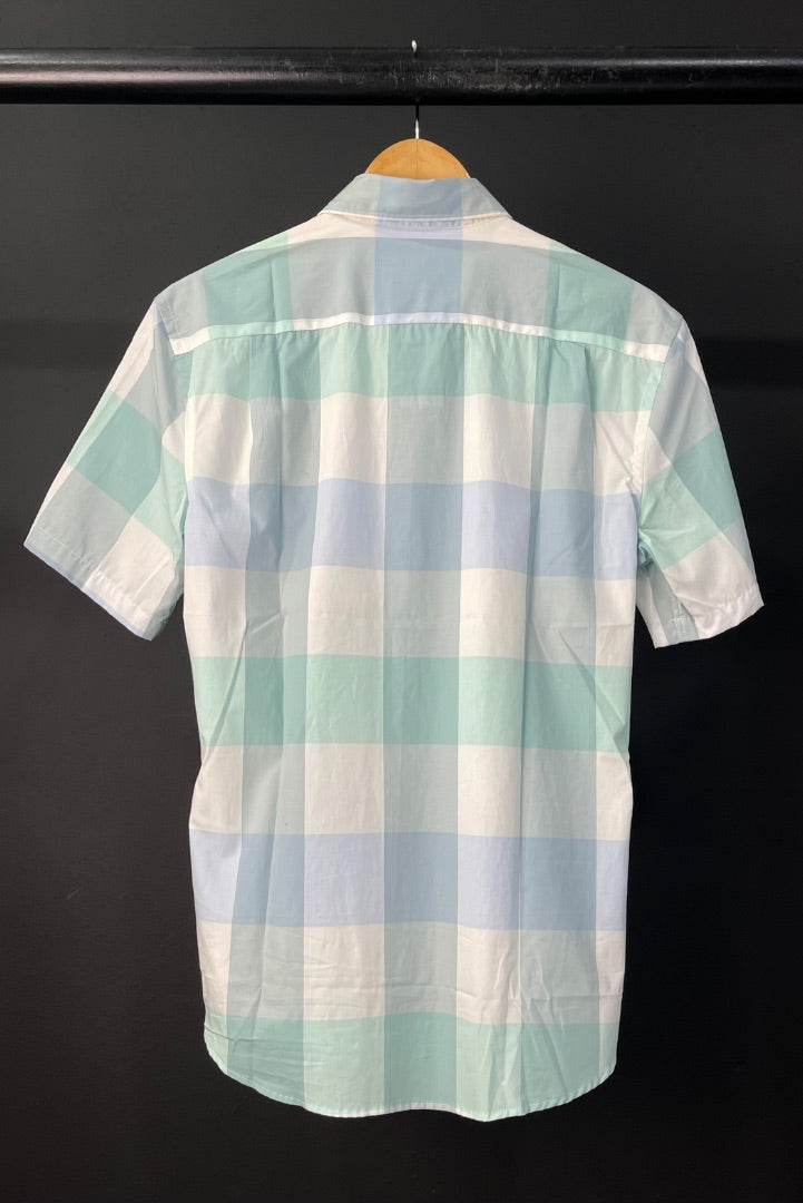 LACOSTE  Camisa Manga Corta  Color Varios Cuadros Verde  Talle 38
