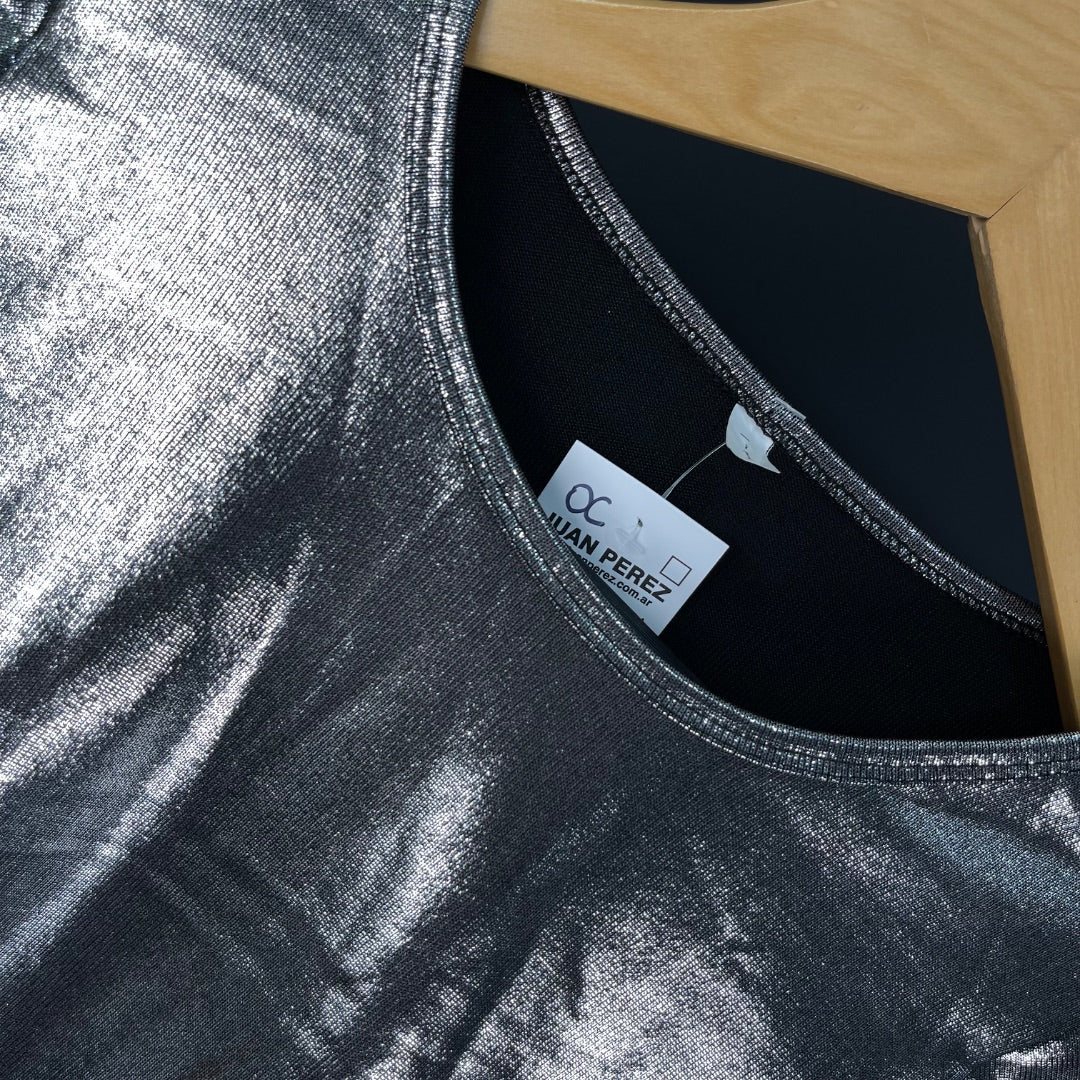 SIN MARCA Remera Manga Larga Plateado Talle 1
