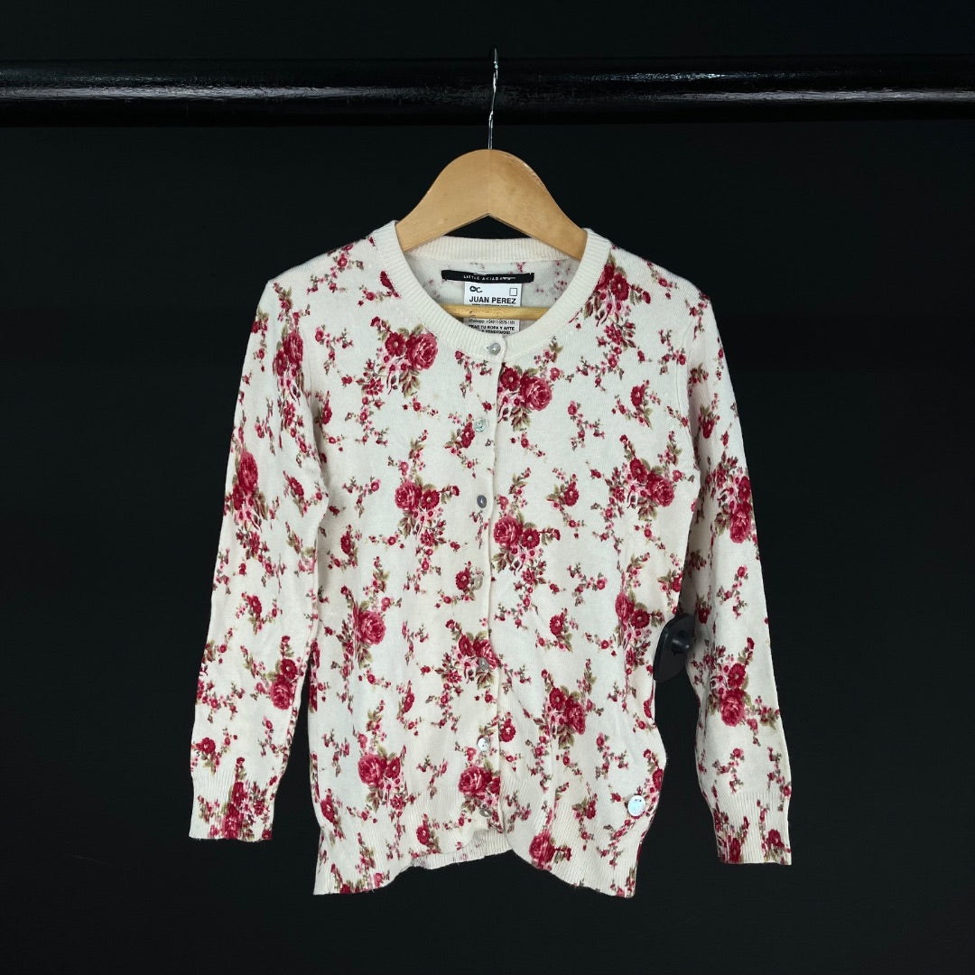 AKIABARA Sweater Abierto Varios Floral Talle 8