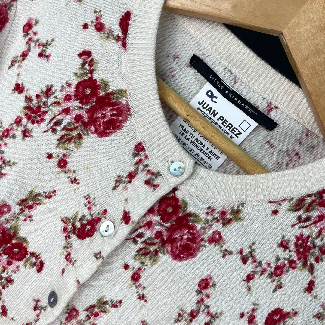 AKIABARA Sweater Abierto Varios Floral Talle 8