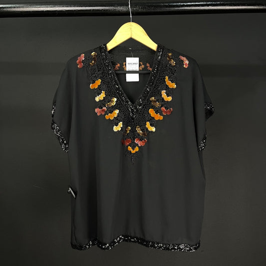 SIN MARCA Blusa Manga Corta Cmbh Negro Talle M