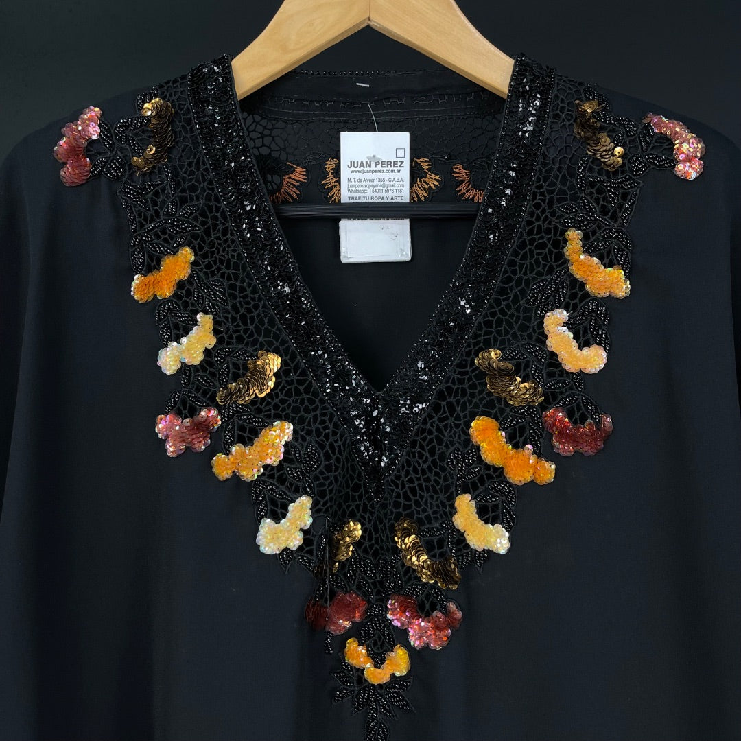 SIN MARCA Blusa Manga Corta Cmbh Negro Talle M