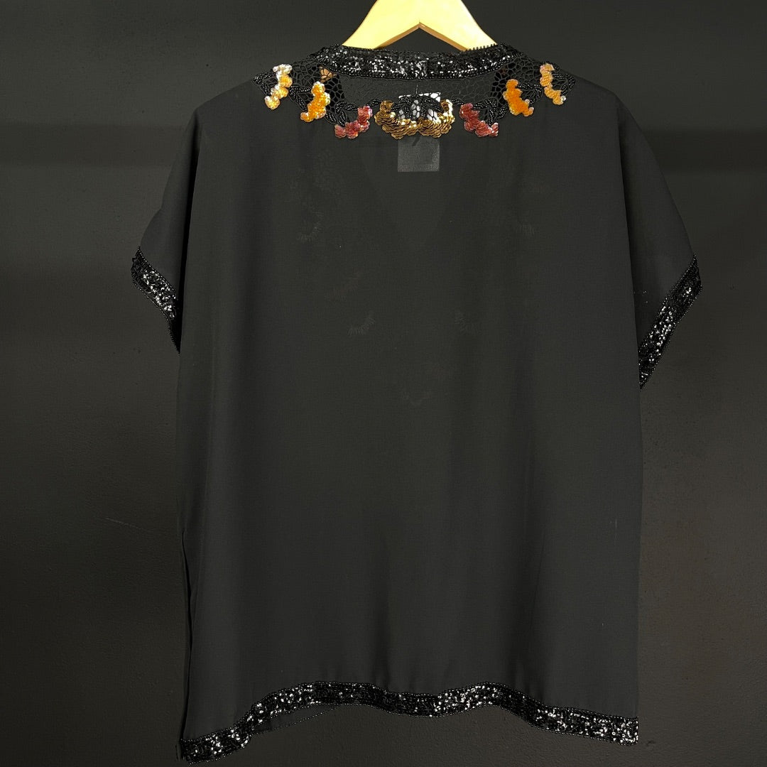 SIN MARCA Blusa Manga Corta Cmbh Negro Talle M