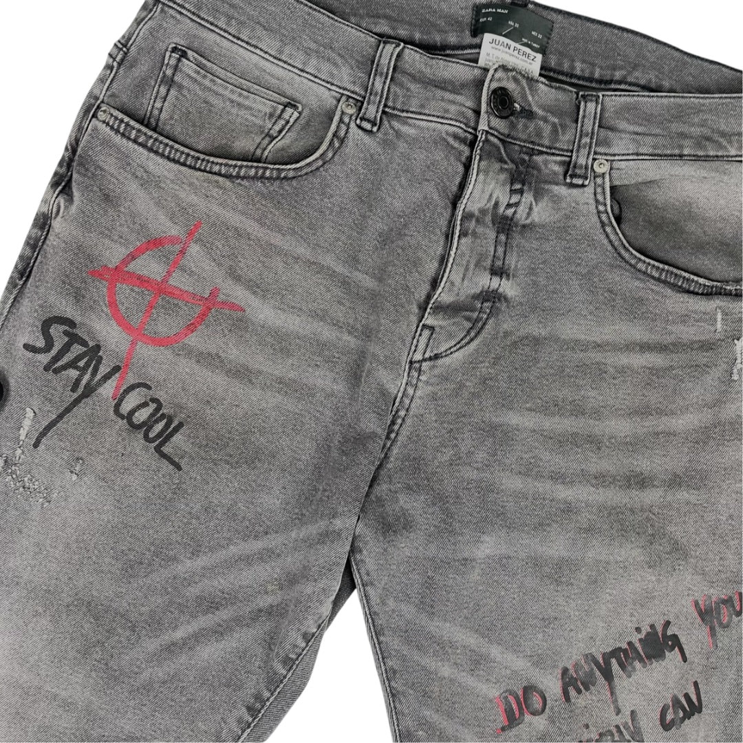 ZARA  Pantalon Jean  Gris  Talle 42