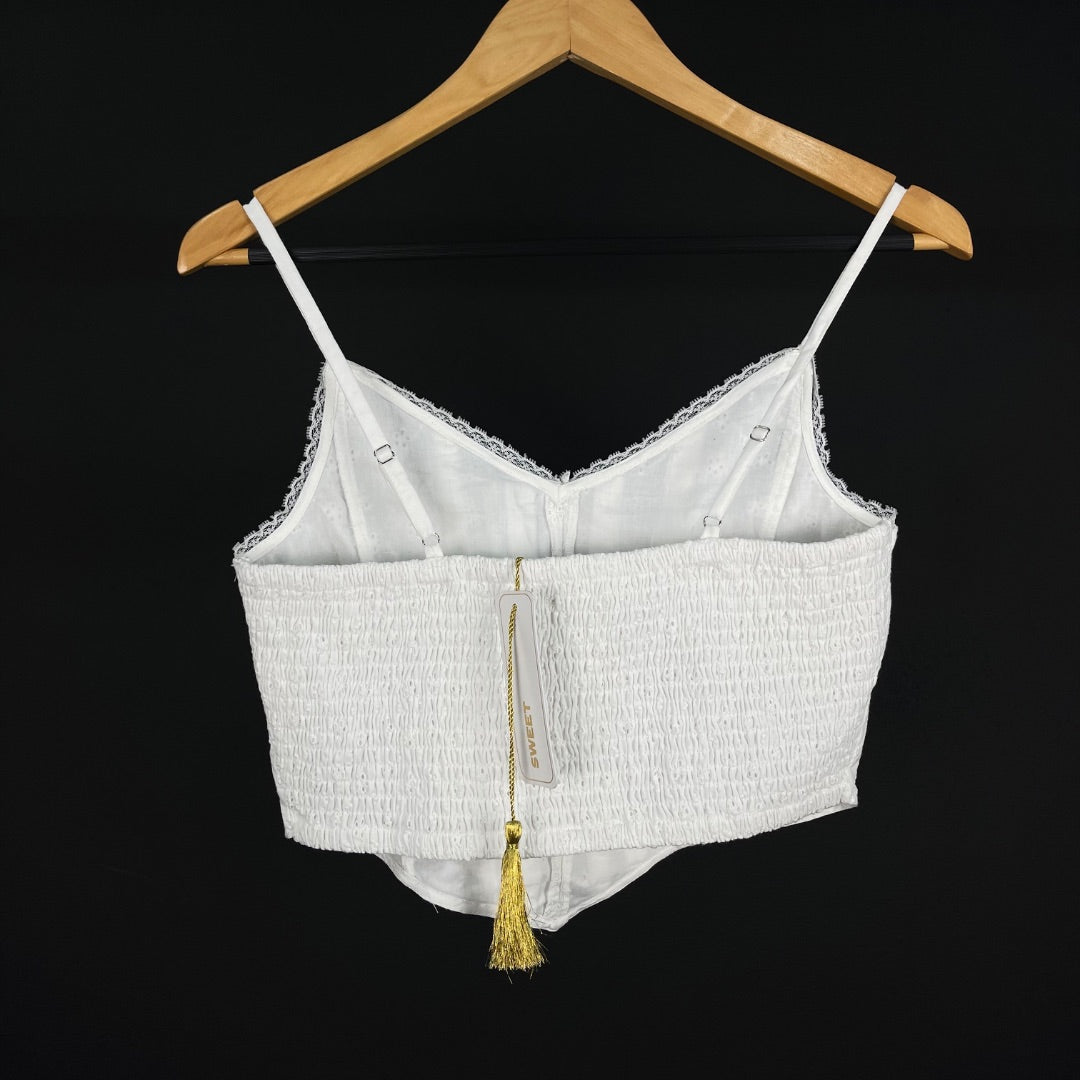 SWEET Top Sin Mangas Blanco Talle S