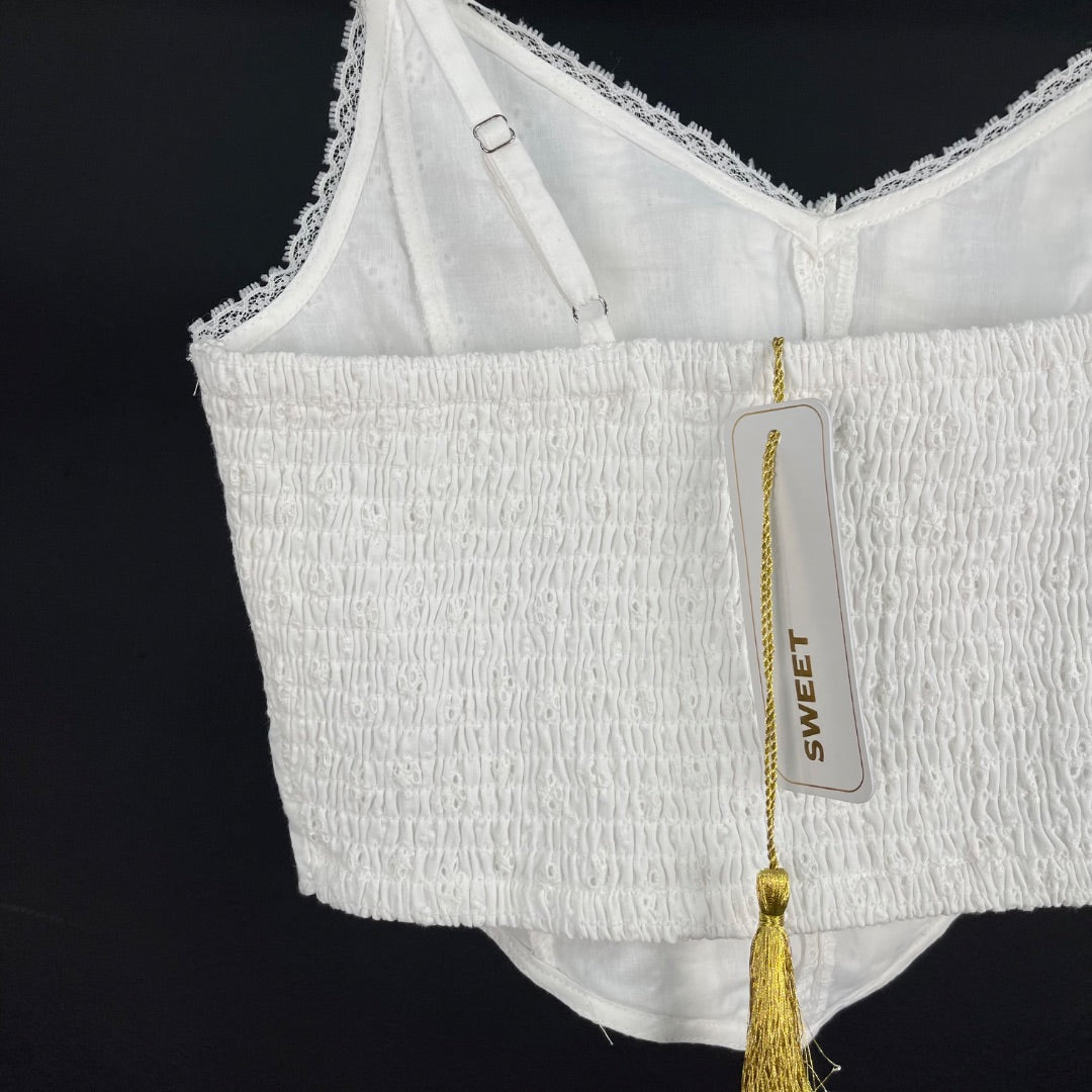 SWEET Top Sin Mangas Blanco Talle S