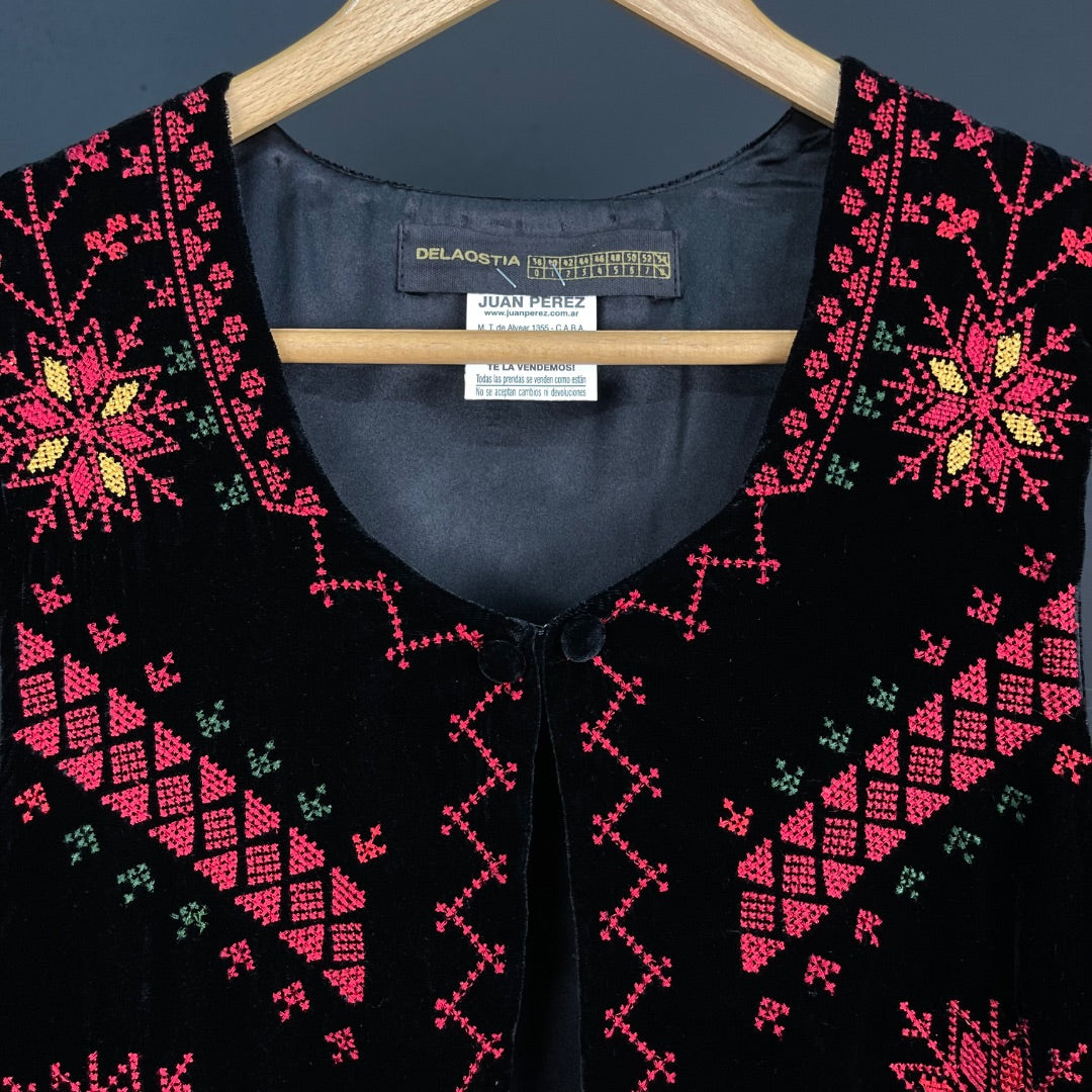 DE LA OSTIA Chaleco Corto Negro Talle S