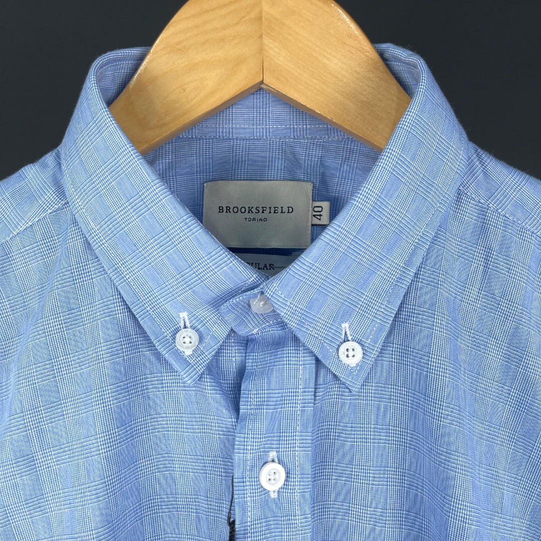 BROOKSFIELD Camisa Manga Larga Celeste Talle 40