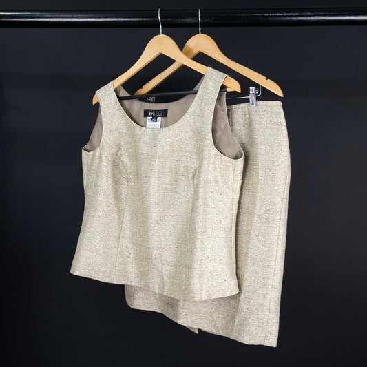 KASPER Conjunto X2 Pollera Y Otro Beige Talle 16