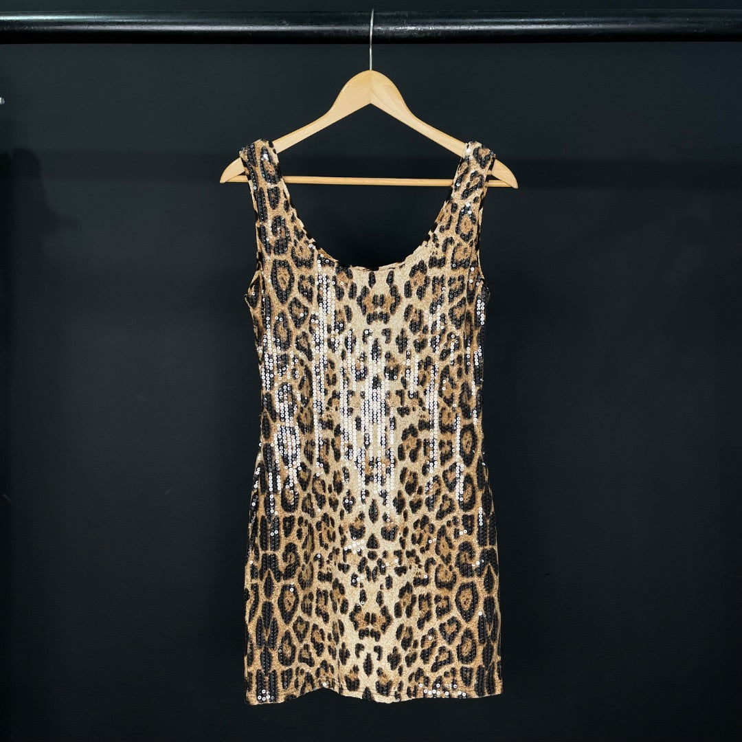 FOREVER Vestido Sin Manga Varios  Animal Print Talle L