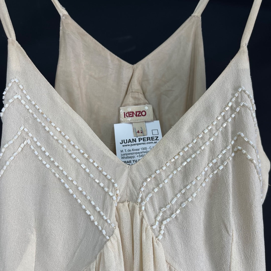 KENZO Top Sin Mangas Beige Talle 42