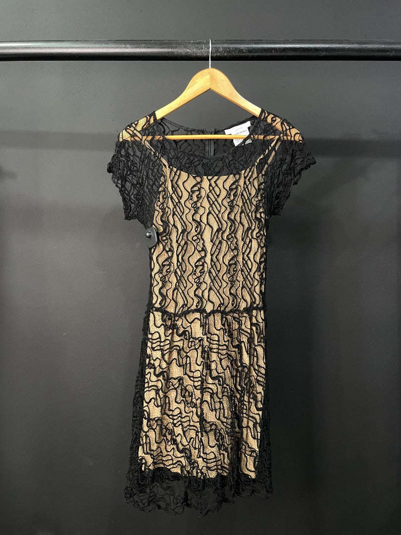 AWADA Vestido Manga Corta Negro Talle S