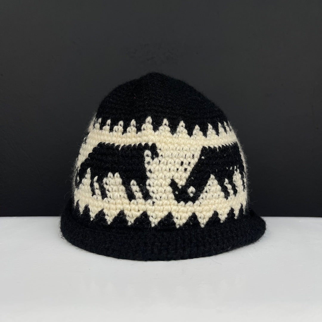 SIN MARCA Gorro Varios Cuadros Blanco Y Negro Talle Unico