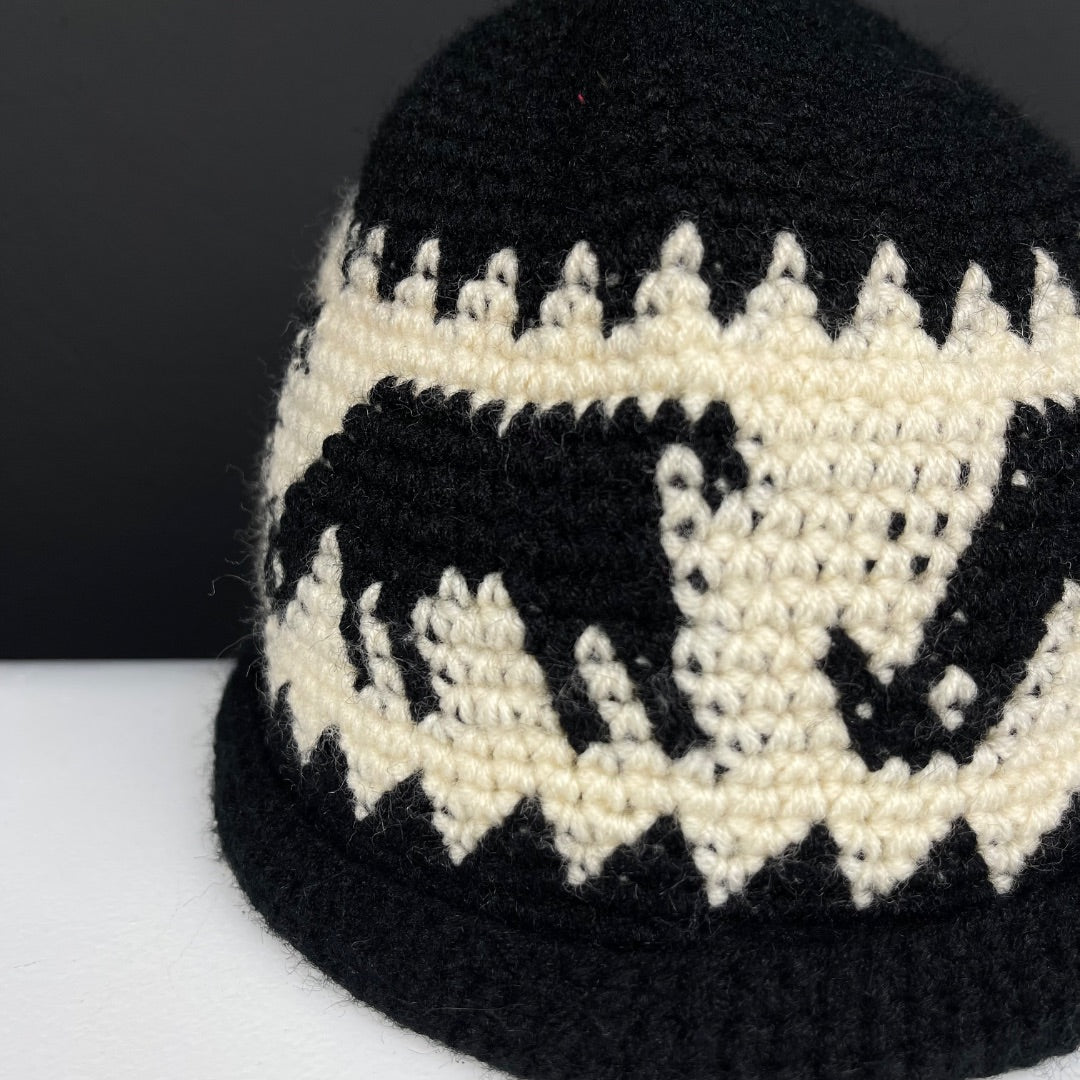 SIN MARCA Gorro Varios Cuadros Blanco Y Negro Talle Unico